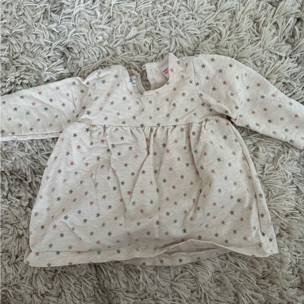 Zara cream long sleeve star dresss